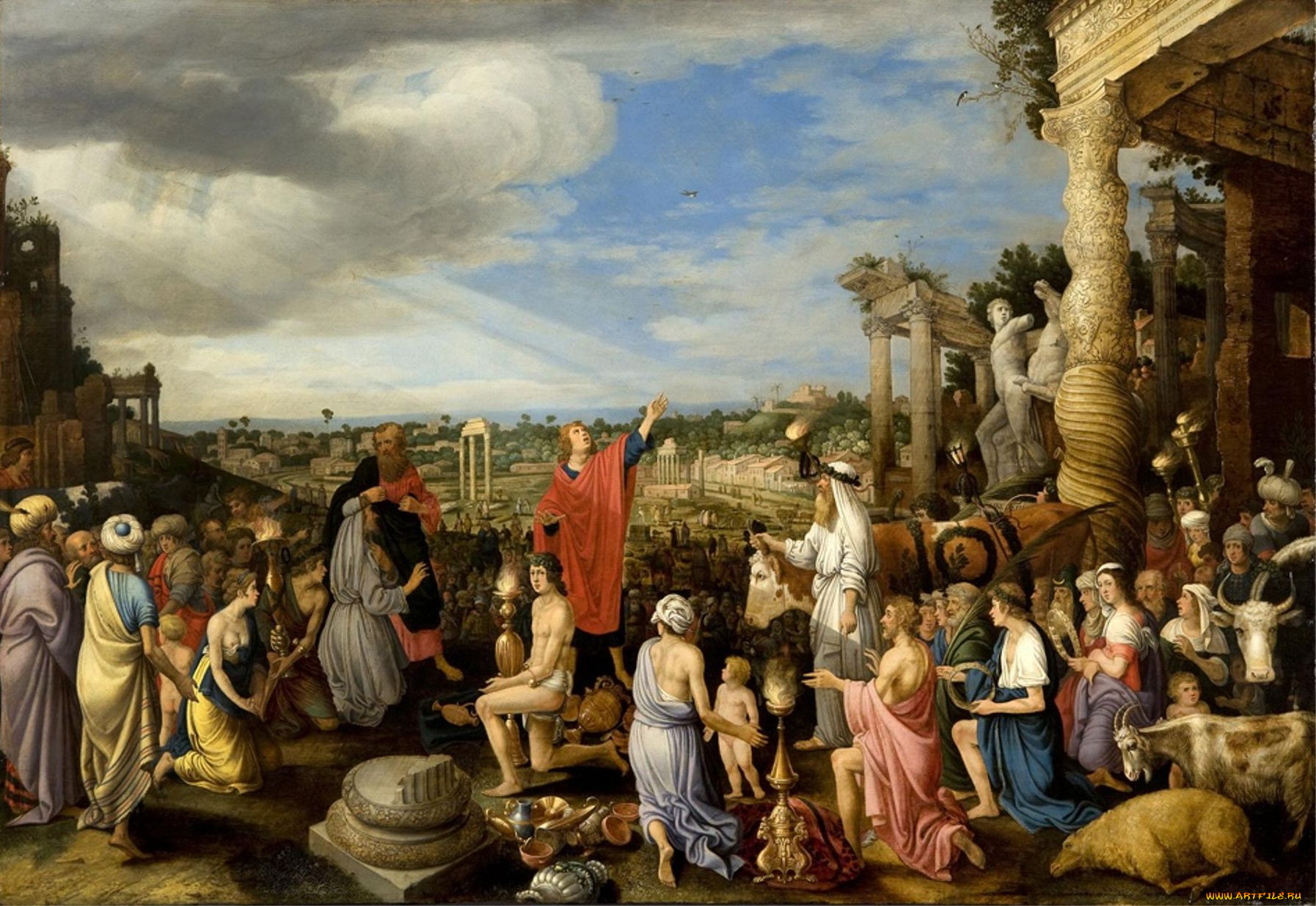 saint, paul, and, barnabas, in, lystra, , willem, van, nieulandt, ii, 